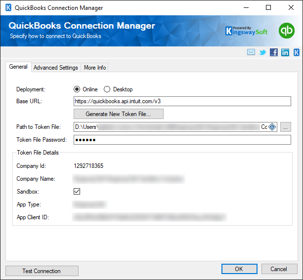 QuickBooks Connection Manager - Online